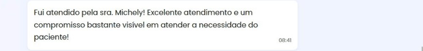 Print de conversa no WhatsApp: paciente lembra o nome de quem o atendeu e elogia o compromisso