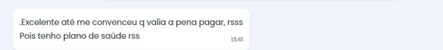 Print de conversa no WhatsApp: paciente com plano de saúde diz que foi convencido de que valia a pena pagar particular